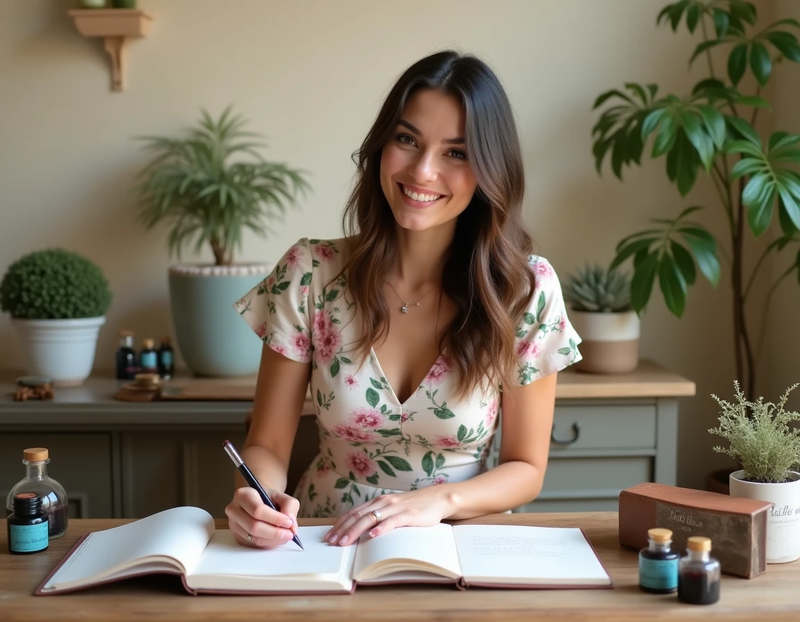 Atelier d'écriture manuscrite pour un livre d'or vivant lors d'un mariage